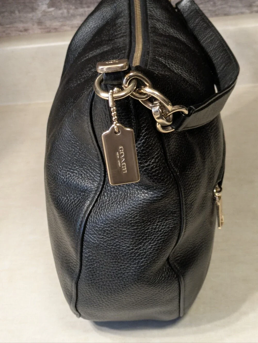 Coach F31399 Elle Hobo Black Pebbled Leather  Shoulder Bag
